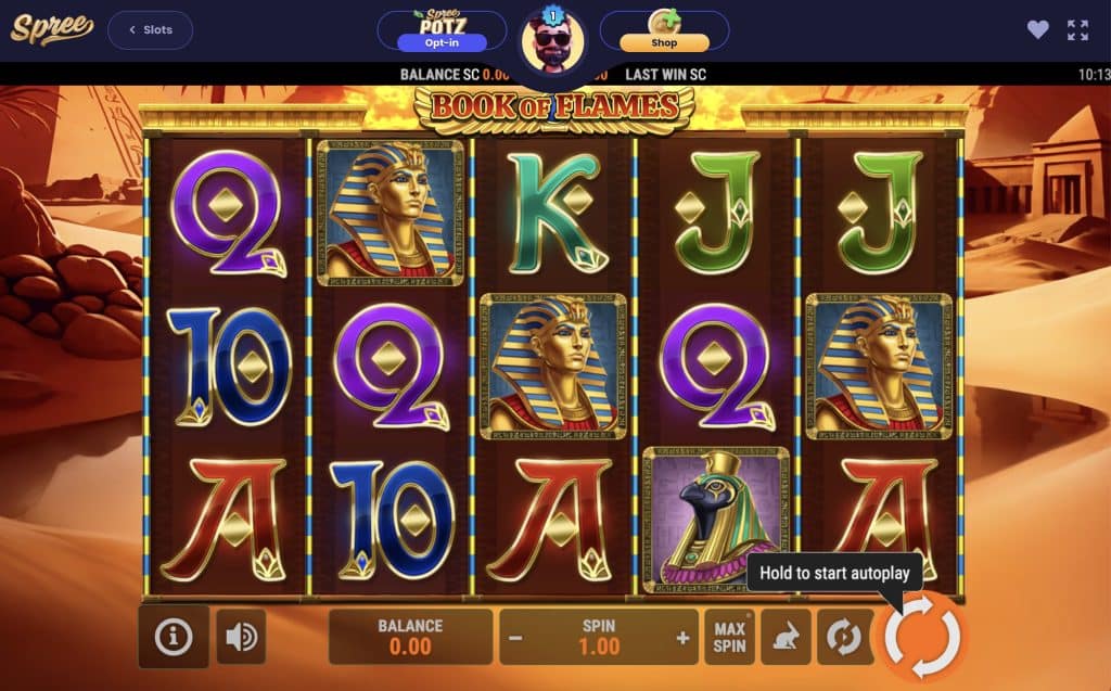 Book of Flames at Spree Casino